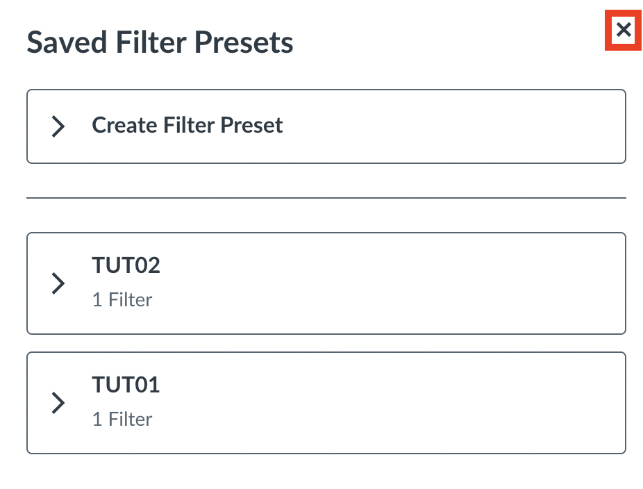 Close Filter Presets