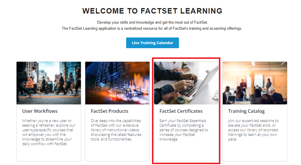 FactSet Learning Landing Page