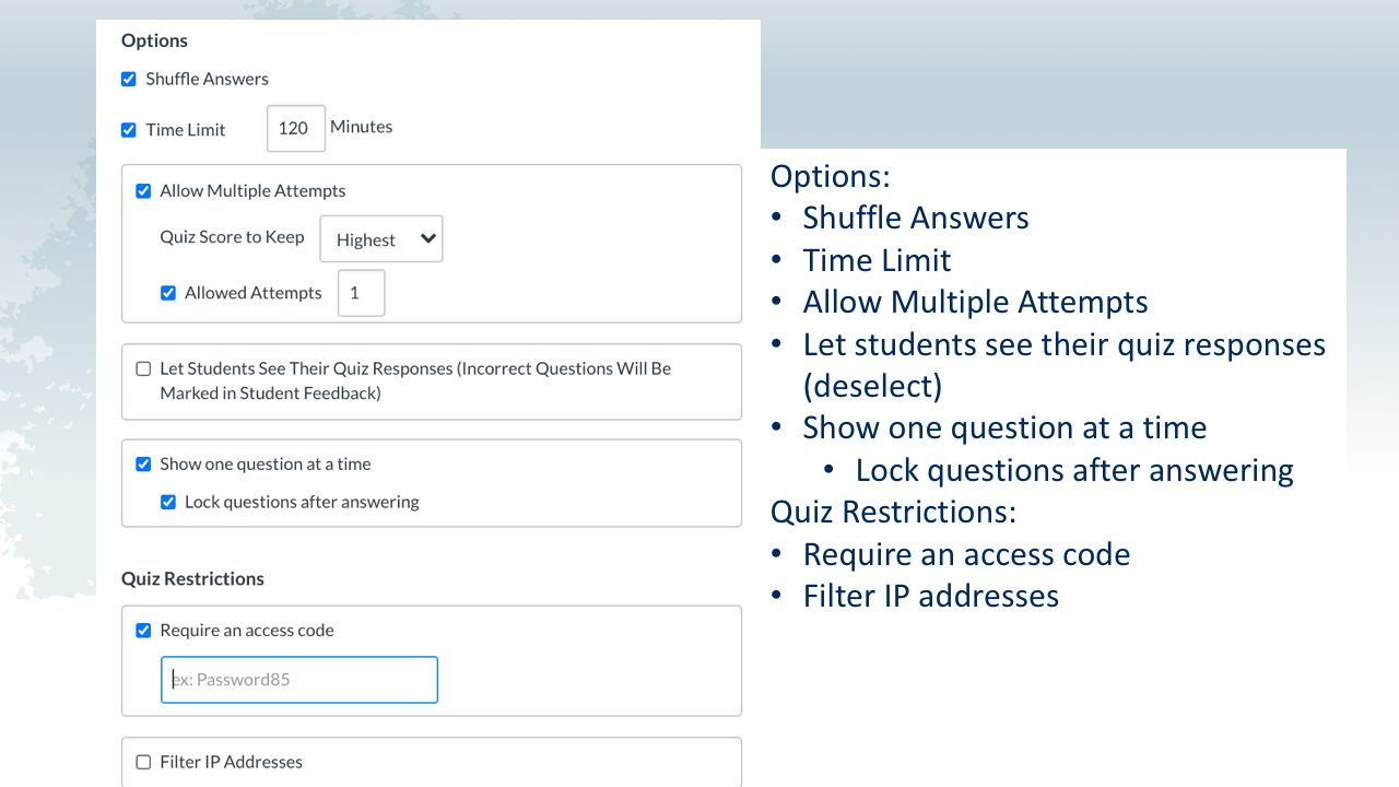 Quiz details continued